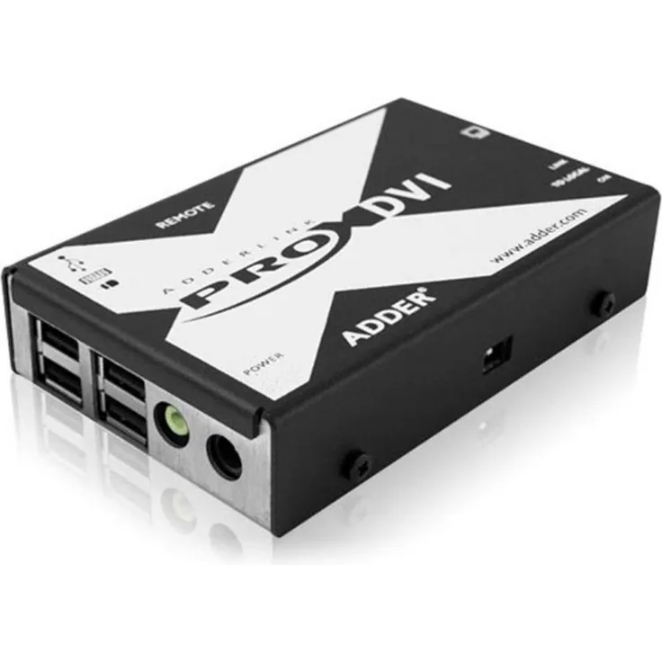 Adder ADDERLink X-DVI Pro, KVM Switch, unkomprimiertes digitales Video und Audio, USB 2.0, schwarz