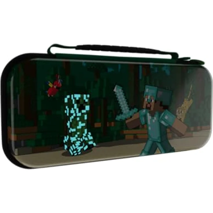 PDP Travel Case Plus GLOW - Minecraft Forest Battle, 3D-leuchtendes Design für Nintendo Switch, Lite und OLED Model mit integrierter Standfunktion – Bild 8