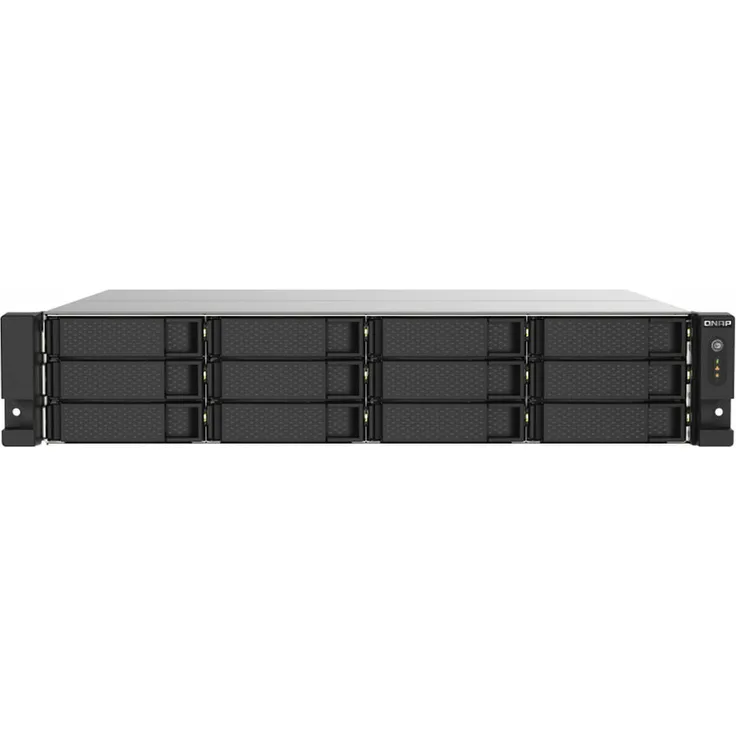 QNAP TS-1273AU-RP-8G NAS Rack (2U), Ryzen V1500B Quad-Core 2,2 GHz, 8 GB DDR4, Aluminium schwarz, unterstützt bis zu 12 Laufwerke