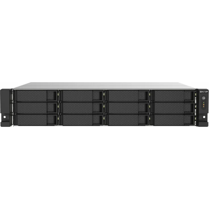 QNAP TS-1273AU-RP-8G NAS Rack (2U), Ryzen V1500B Quad-Core 2,2 GHz, 8 GB DDR4, Aluminium schwarz, unterstützt bis zu 12 Laufwerke