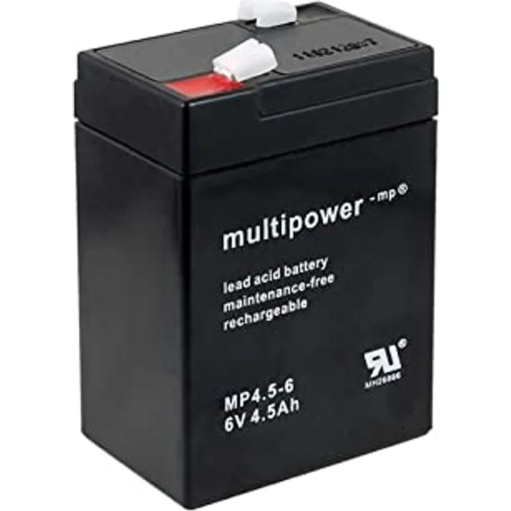 akku-net Bleiakku MP4.5-6, 6V Lead-Acid mit 4,5Ah, wartungsfreier Ersatzakku für Hobby Camping und Peg Perego, Schwarz – Bild 1