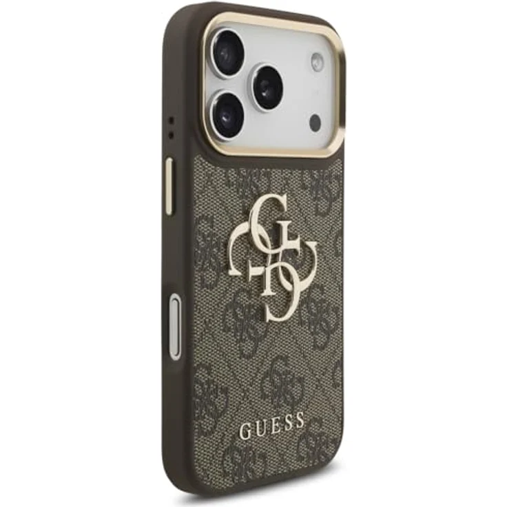 CG MOBILE Guess 4G Classic Logo Hülle mit großem Riemen und Metallknöpfen für iPhone 17 Pro, Kunstleder, Braun – Bild 4