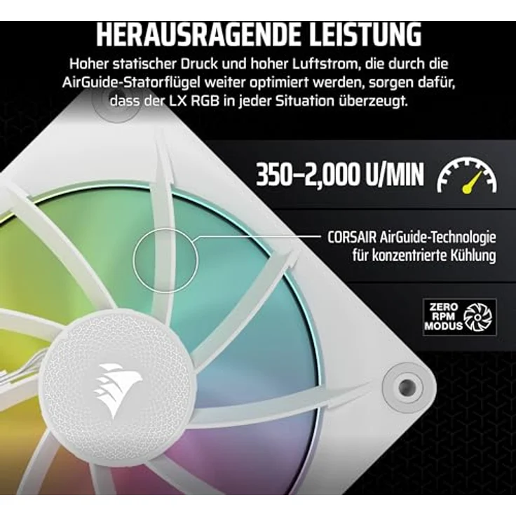 CORSAIR iCUE LINK LX140 RGB 140mm PWM-Lüfter Einzelpackung – Dual Light Loops – AirGuide Technologie – Weiß - Preisvergleich – Bild 5