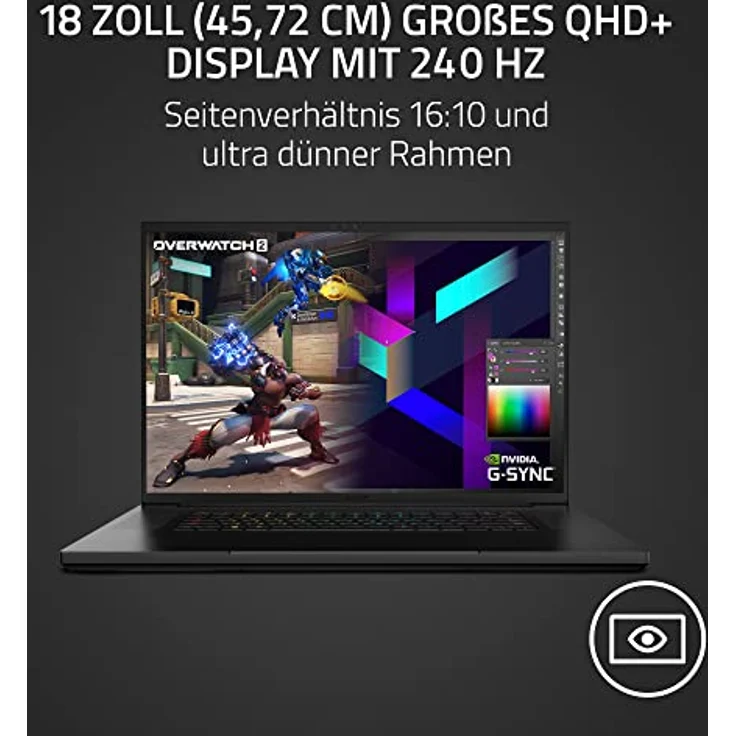 Razer Blade 18-18 Zoll Gaming Laptop (NVIDIA Geforce RTX 4060, Intel i9-13950HX, QHD 240Hz Display, 16GB DDR5 RAM, 1TB SSD, Alu-Gehäuse) QWERTZ DE-Layout | Schwarz – Bild 2