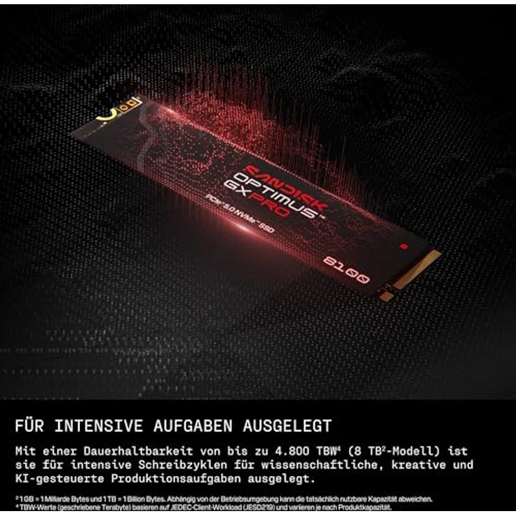 SanDisk Optimus GX PRO 8100, PCIe Gen 5 NVMe SSD, 2 TB, bis zu 14.900/14.000 MB/s, TLC 3D CBA NAND, bis zu 1.200 TBW – Bild 4