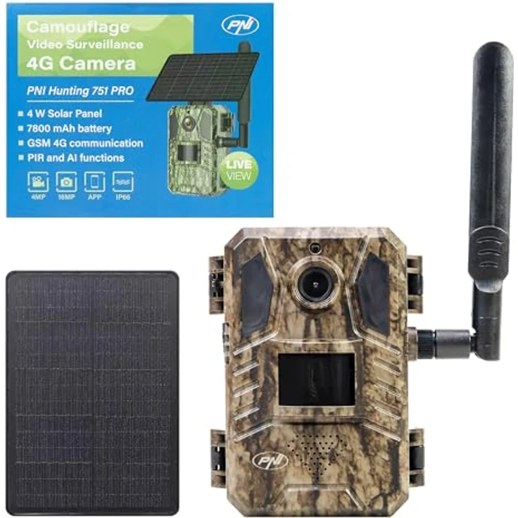 PNI Hunting 751 PRO Camouflage Videoüberwachungskamera, 16 MP, 4G LTE, GPS, Nachtsicht, IP66 wasserdicht, mit Batterie und Solarpanel – Bild 3