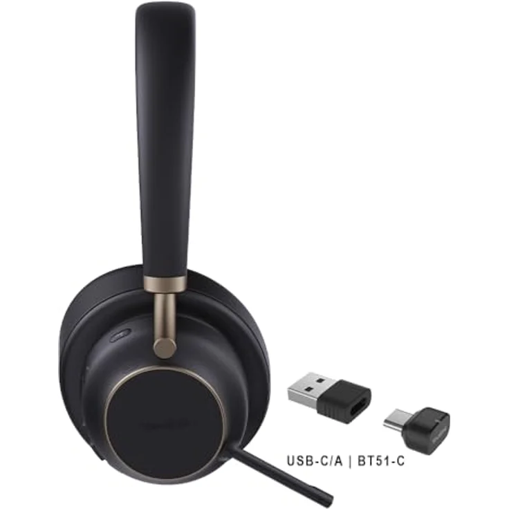 Yealink BH 76 Plus Teams Headset inkl. Ladeständer – Bluetooth, ANC, 40h Akkulaufzeit, USB-C/A, Schwarz – Bild 4