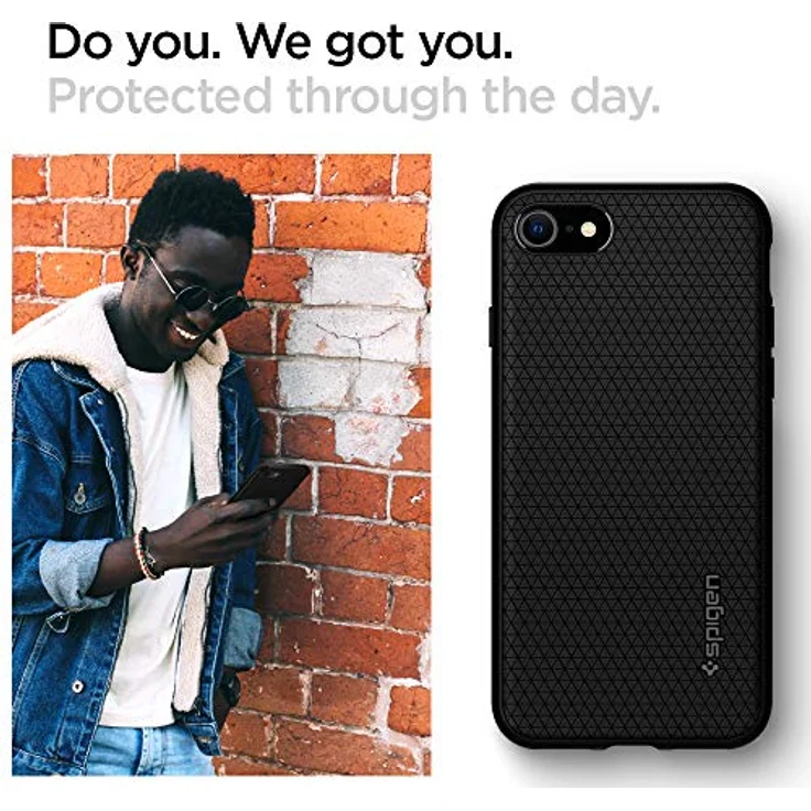 Spigen Liquid Air Kompatibel mit iPhone SE 2020 Hülle, iPhone 8 Hülle Muster Design Handyhülle Schutzhülle Case Schwarz 042CS20511 – Bild 4