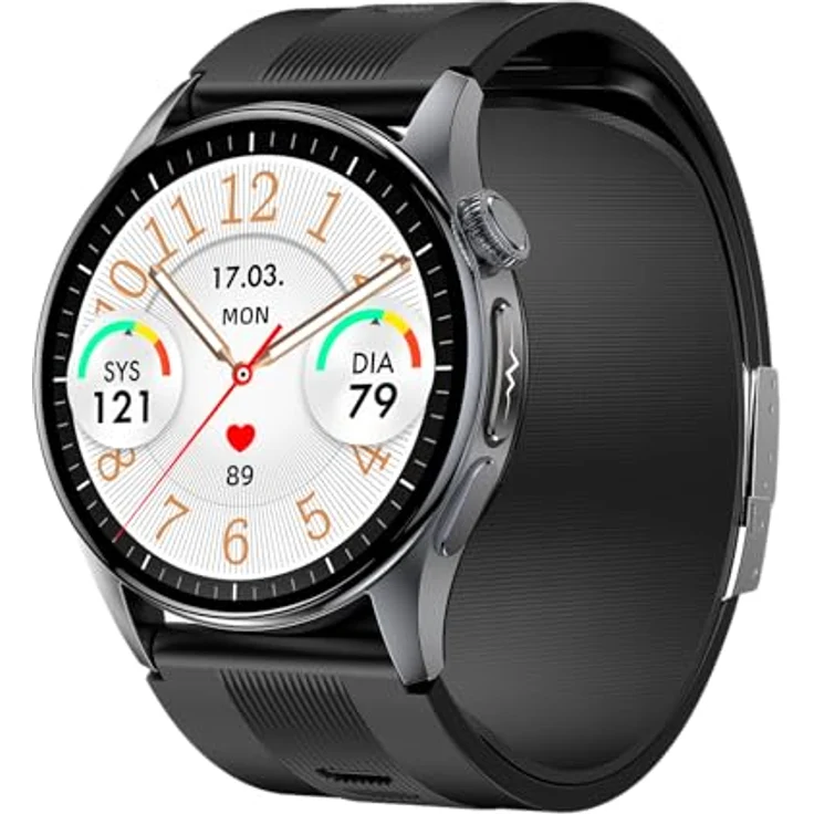 Knauermann PRO 4 Air Senioren-Smartwatch mit Sturzerkennung, SOS-Funktion und rundem Design, Schwarz – Bild 5