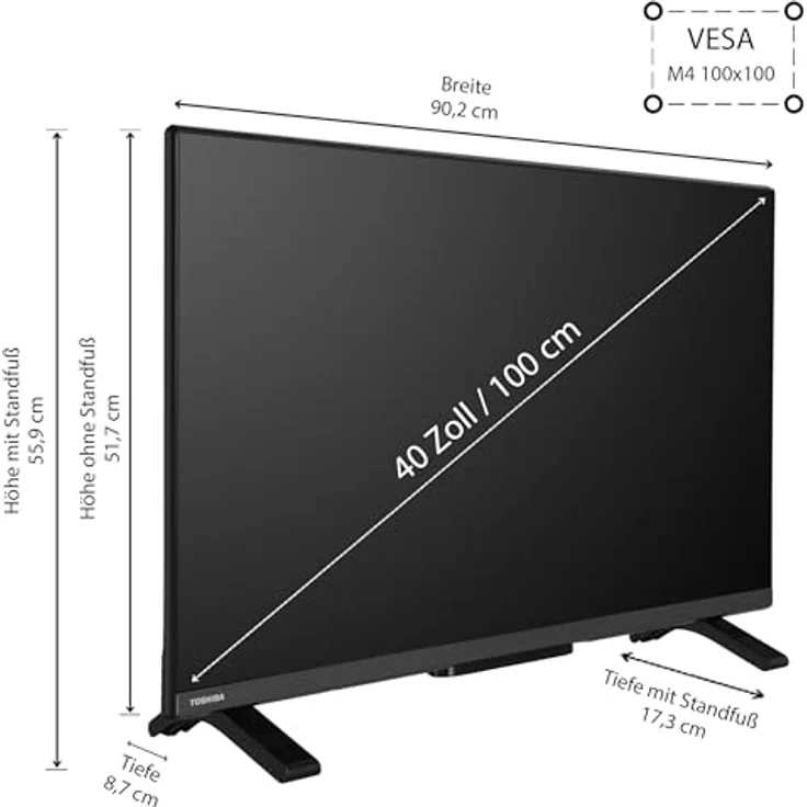 Toshiba 40LV2E63DAZ 40 Zoll Fernseher/VIDAA Smart TV (Full HD, HDR, Triple-Tuner, Bluetooth, Dolby Audio) [2024] – Bild 2