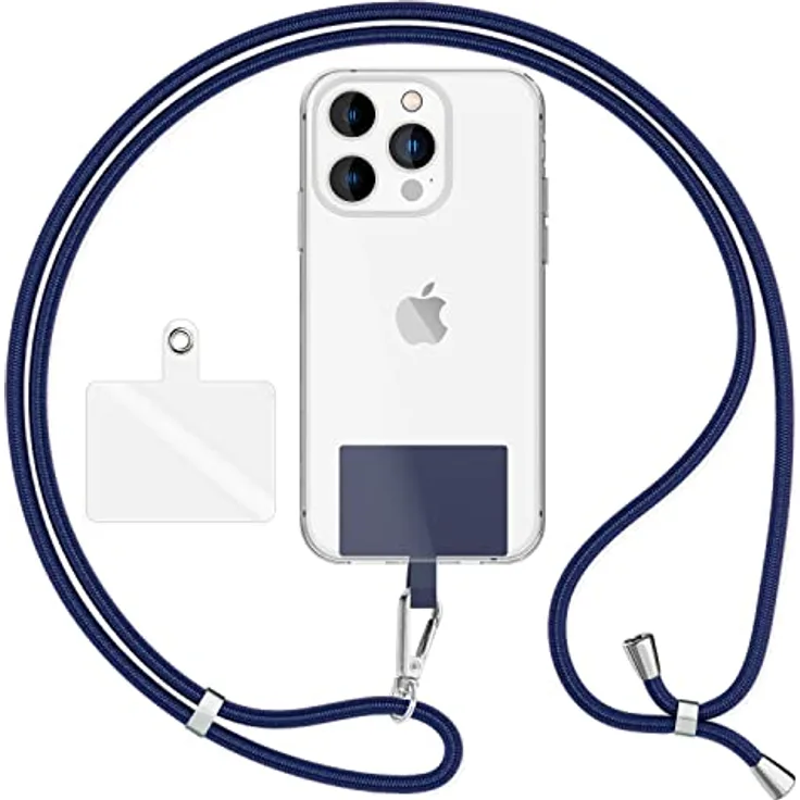Nalia HoldMe Air, Universal Handykette mit 160 cm Lanyard & 2 Einlege-Pads, kompatibel mit Full-Cover Hüllen