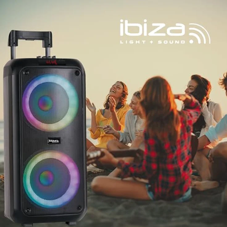 Ibiza VENUS600, 600 W batteriebetriebener tragbarer Lautsprecher mit Lichteffekt, Bluetooth, USB, microSD, AUX, kabelgebundenem Mikrofon - Schwarz – Bild 5