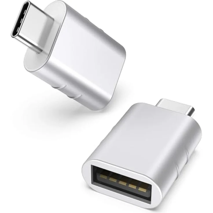 Syntech USB C Adapter auf USB 3.0, 2er Pack, OTG Adapter für Thunderbolt 4/3, kompatibel mit iPhone 16 Pro Max, MacBook Pro/Air 2021, iPad Mini Pro, Silber – Bild 1