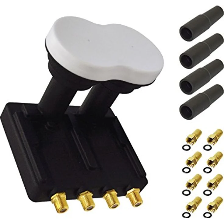 PremiumX Deluxe 85 Alu SAT Antenne, 85 cm, hellgrau mit Quad Monoblock LNB 3°, für 4 Teilnehmer, Multifeed-Anlagen geeignet – Bild 3