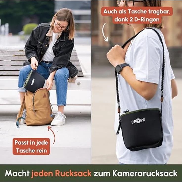 C-Rope Kamerabeutel aus Neopren, Neopren-Beutel mit Fleece-Fütterung, wasserabweisend - Größe M, ideal für Kameraschutz – Bild 2