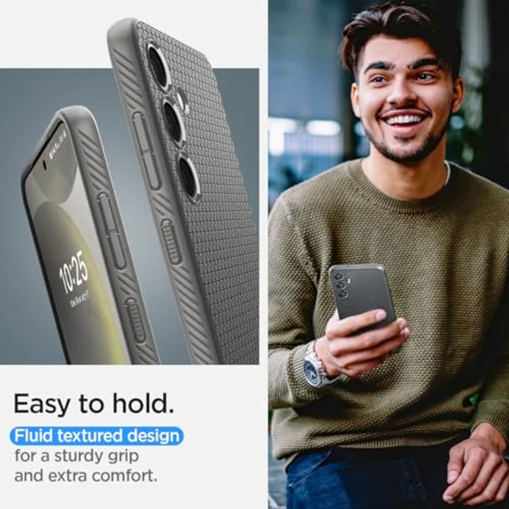 Spigen Liquid Air Hülle Kompatibel mit Samsung Galaxy S24 - Grau, Gemustertes TPU für Fingerabdruckvermeidung und Eckschutz – Bild 4