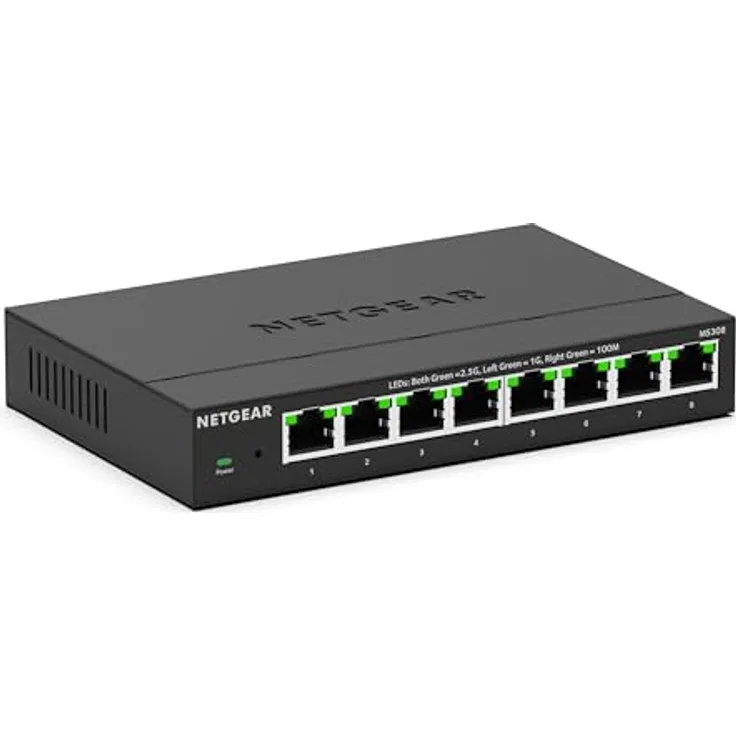 NETGEAR MS308 8 Port 2.5 Gbit Switch | Multi-Gigabit LAN Switch (1G/2.5G, Desktop or Wall Mounting)
