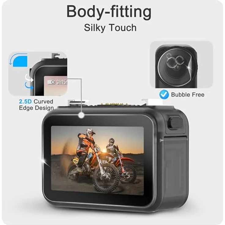 FiTSTILL Displayschutzfolien-Set für DJI Osmo Nano, 9H gehärtetes Glas, 0,28 mm dick, ölfreies/hydrophobes Material, 3er Set – Bild 3