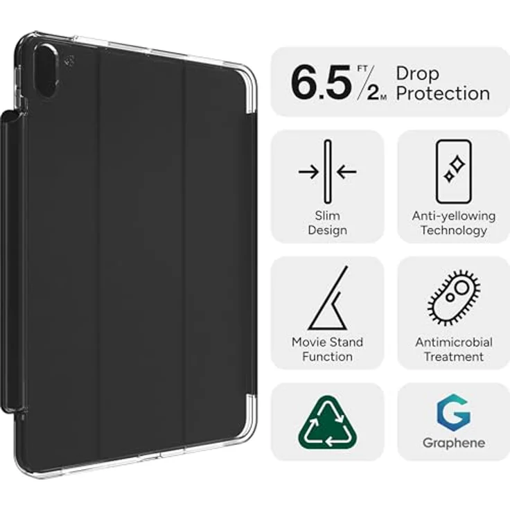 ZAGG Crystal Palace Folio Graphen verstärkte Hülle mit Standfuss für iPad Pro 11 [2024] [11-Inch], Transparent, Kein Vergilben, Stiftablage, stossfeste Pad Hülle – Bild 2