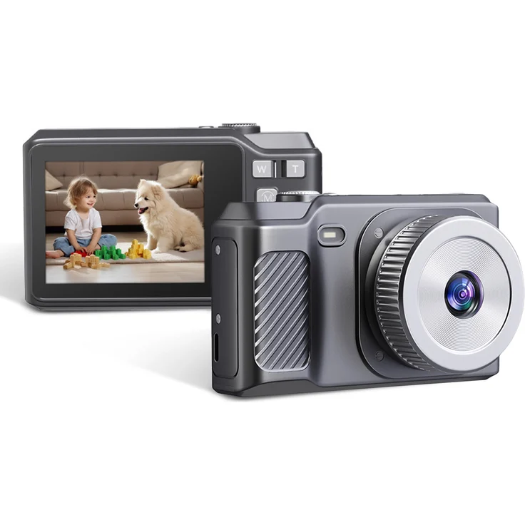 Lixada 1080P Digitalkamera, 56 MP tragbare Videokamera mit 2,8 Zoll IPS-Bildschirm, 8-fachem Zoom, manuellem Fokus und eingebautem Blitz, schwarz