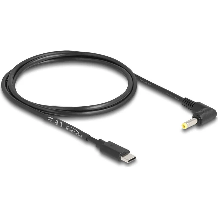 DeLOCK USB Type-C Kabel zu gewinkeltem DC 4,0 x 1,7 mm Stecker, 1,5 m, schwarz, 5V/2A Stromversorgung