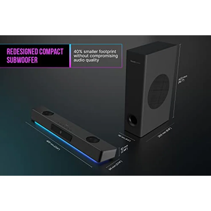 CREATIVE Sound Blaster Katana V2X 5.1-Mehrkanal-Gaming-Soundbar mit kompaktem Subwoofer, 180 W Spitzenleistung, dreifach verstärktem 5-Treiber-Design, Super X-Fi-Technologie und RGB-Beleuchtung   – Bild 2