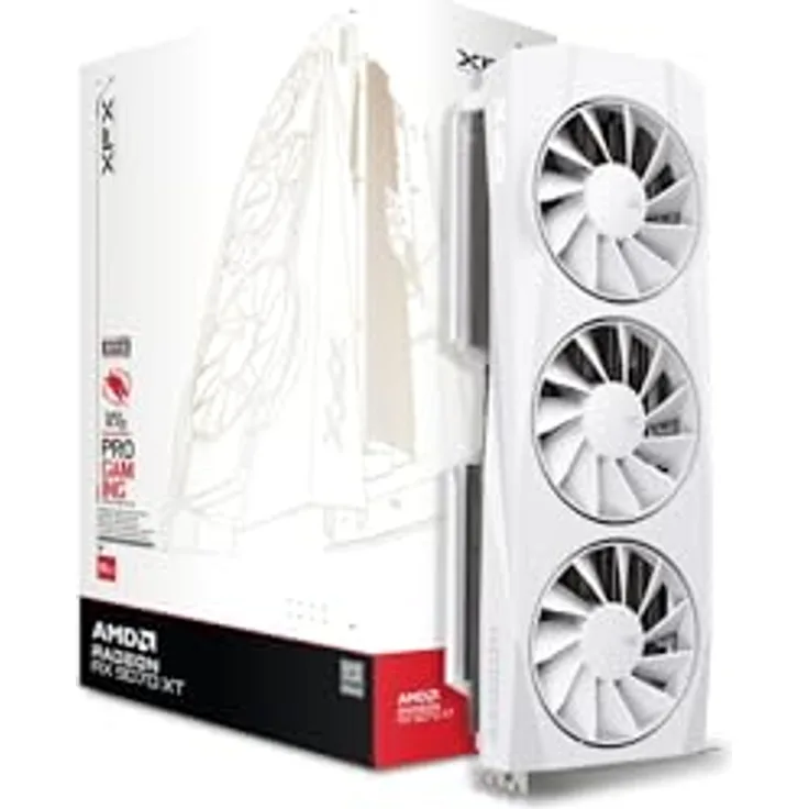 XFX Quicksilver Radeon RX 9070 XT White Gaming Edition 16GB GDDR6 - RX-97TQICKW9, Grafikkarte mit AMD RX 9070 XT Chipsatz und 16 GB Speicher