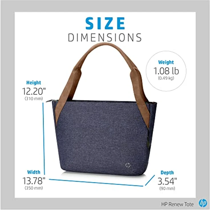 HP Renew Tote, 14 Zoll Laptop-Tasche aus Ocean Bound Plastic, blau, mit 3 Innenfächern und wasserbeständigem Material – Bild 5