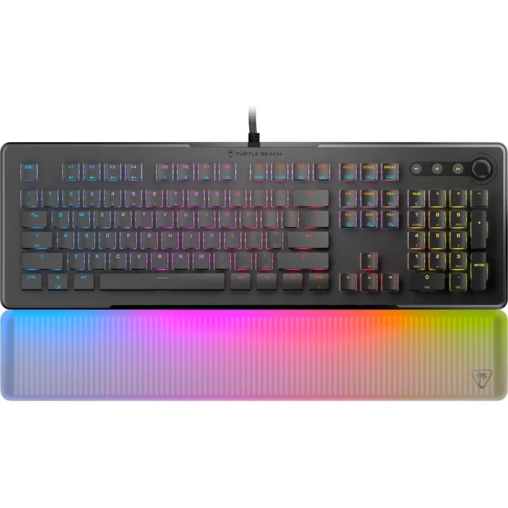 Turtle Beach Vulcan II Max, optische Gaming-Tastatur mit RGB-Beleuchtung, 24 programmierbaren Smart-Tasten, abnehmbarer Handgelenksunterstützung, Schwarz