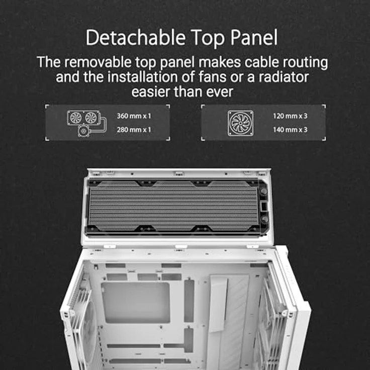 ASUS TUF Gaming GT302 TG ARGB Black, PC Gehäuse mit 3x 140 mm Lüftern, Schwarz – Bild 4