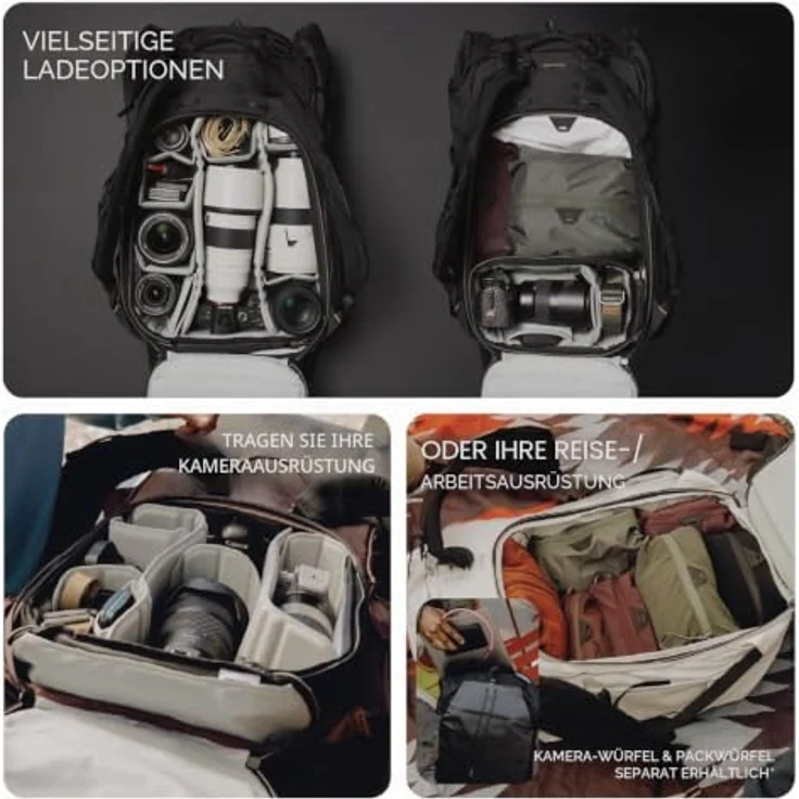 Peak Design Outdoor Backpack 25L, wetterfester Foto- und Wanderrucksack mit Rolltop, weiß – Bild 4