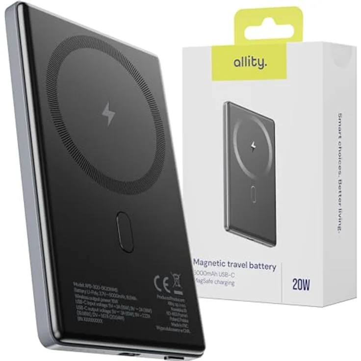 FOREVER Allity Powerbank Wireless APB-300 PD QC 20W 5000 mAh Grau Magnetisch