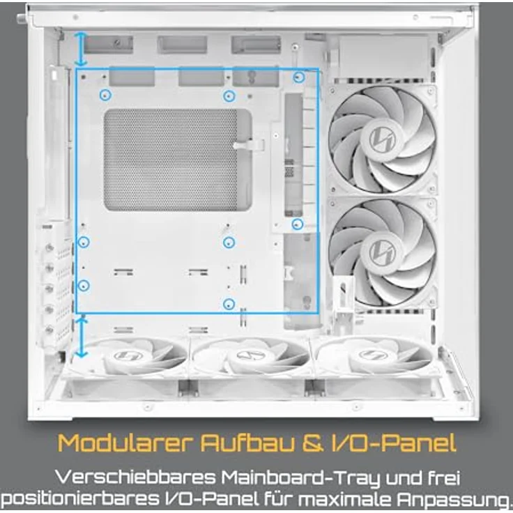 Lian Li O11 Dynamic Mini V2 Flow PC-Gehäuse, Mini-Gehäuse für ATX, Tempered Glass, weiß, inklusive 5x 120-mm-Lüfter – Bild 6