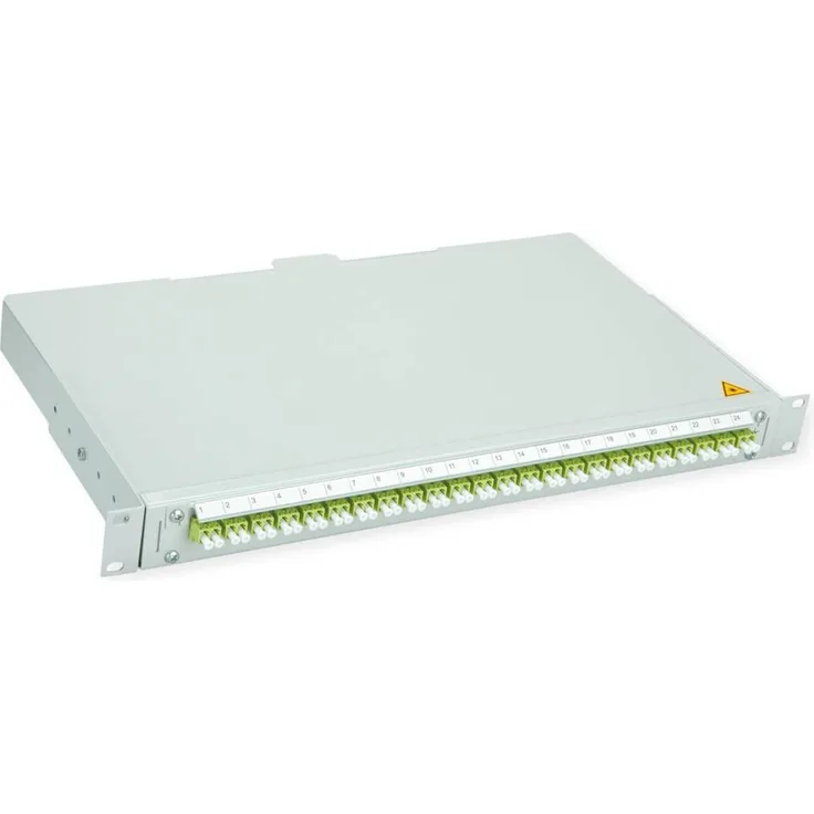 Telegärtner BASIS V LWL-Panel 1HE, 24x LC Duplex, Pigtails, lindgrün, OM5