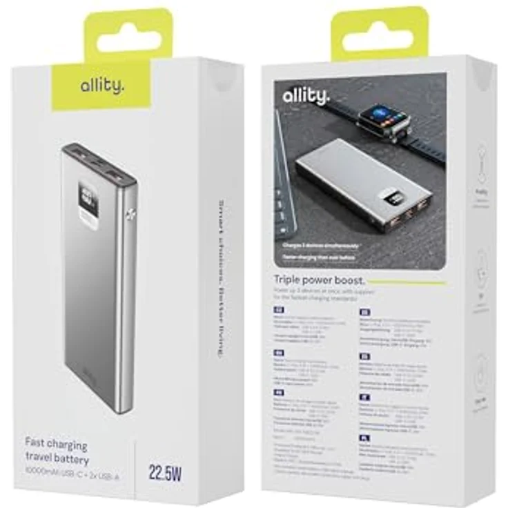 FOREVER Allity Powerbank APB-100, 10000 mAh, PD & QC 22,5W, grau – Bild 9