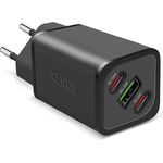 SBS Ladegerät GaN 100 W Power Delivery, Netzladegerät mit 2x USB-C und 1x USB-A, 65 W, GaN-Technologie, Power Delivery Technologie