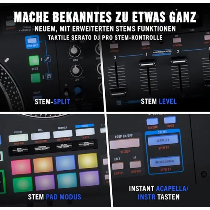 Rane PERFORMER 4-Kanal motorisierter DJ Controller - 7" Platters mit Displays, Precision Feel Fader, Stem-Split, Effekte, Serato DJ Pro Freischaltung - Robuste Metallverarbeitung – Bild 3