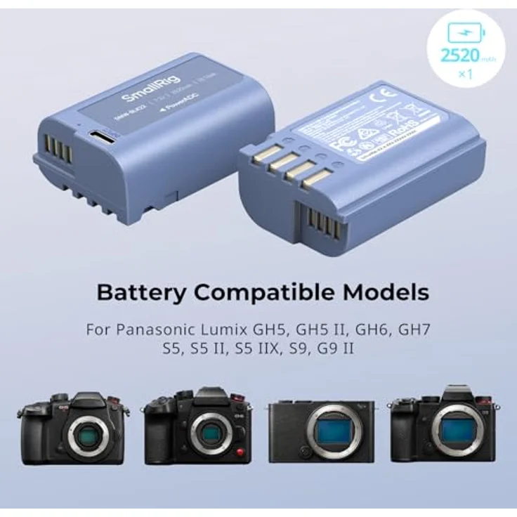 SMALLRIG DMW-BLK22 2520mAh USB-C Ersatzakku für Panasonic LUMIX GH5, S5, GH6, GH7, S9, S9 II – Schnellladung in 2,5H, hohe Leistung ohne Memory-Effekt – Bild 4