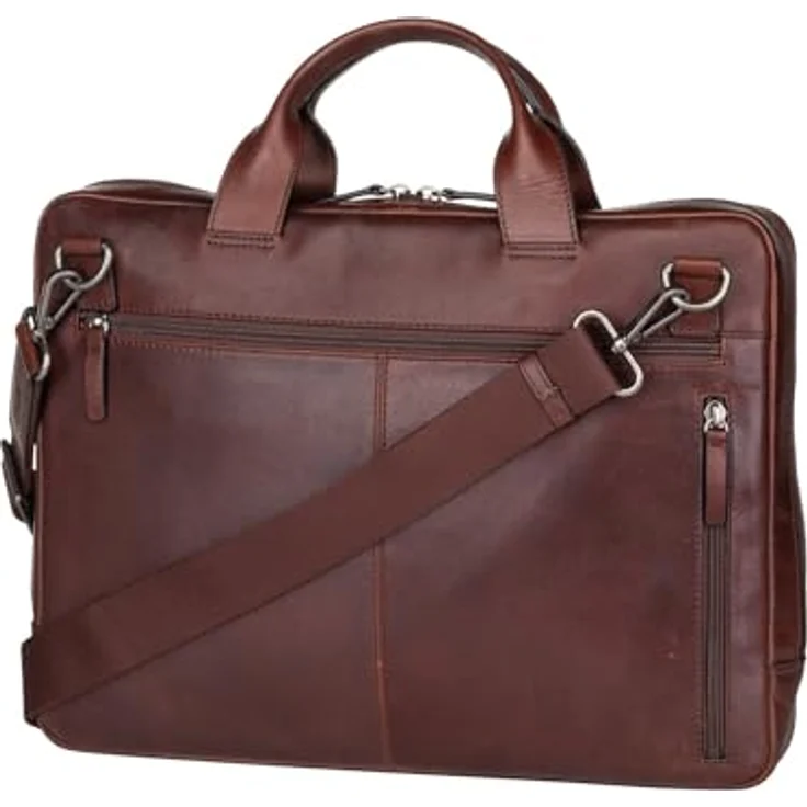 Jost Aktentasche Lund Business S, langlebige Laptoptasche aus geöltem Pull-up-Leder mit drei gepolsterten Fächern für Laptop, Tablet und Smartphone, braun – Bild 2