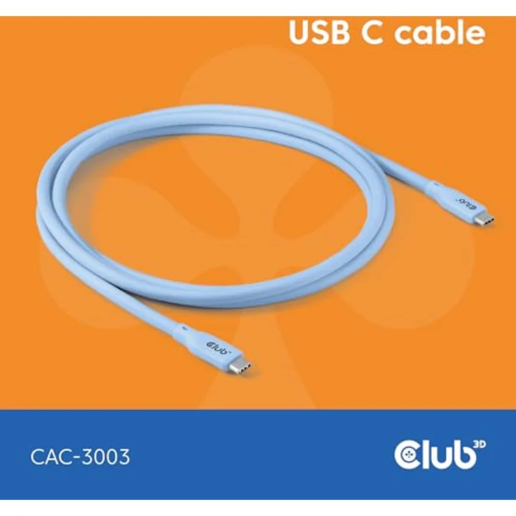 Club3D CAC-3003 Lifestyle USB-C Kabel, 240W PD, 20Gbps, 2m, blau – Bild 2