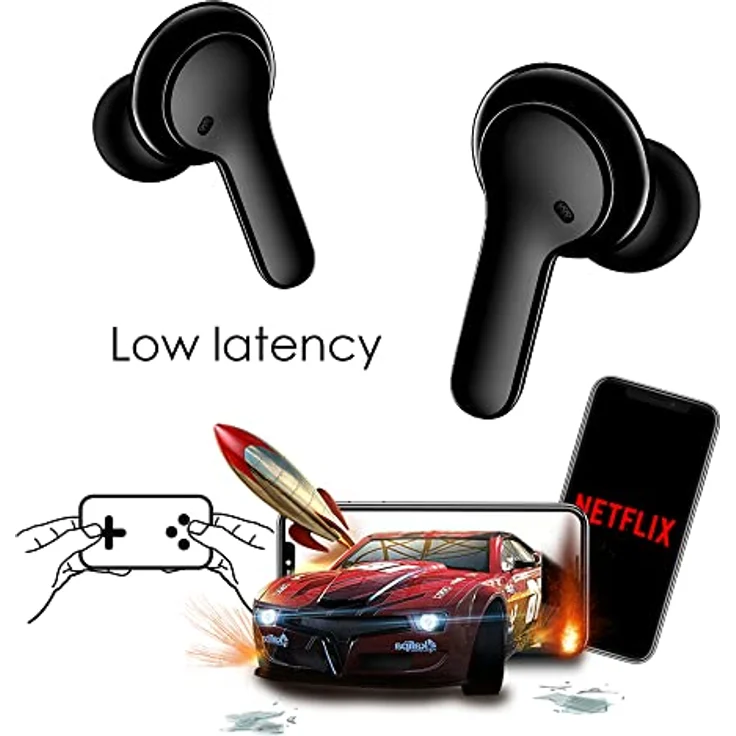 Boompods Bassline Compact True Wireless Bluetooth Kopfhörer, kabellose Ohrhörer & Ladebox, bis zu 27 Std. Spielzeit, TWS In-Ear Kopfhörer mit Noise Cancelling Mikrofon, IPX4 Schutz Ear Buds, Schwarz – Bild 2