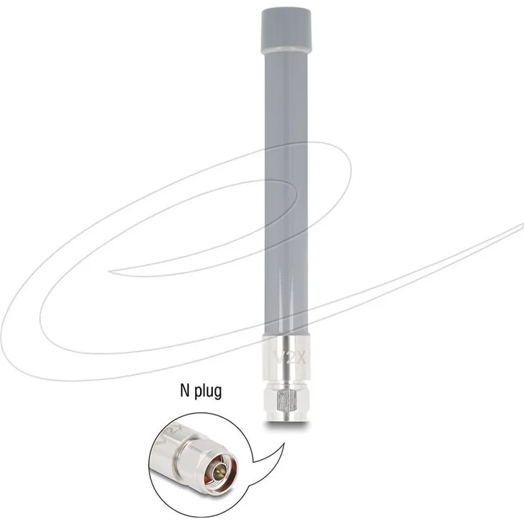 Delock WLAN-Antenne V2X, 19 cm, ungerichtet, 6 dBi, N-plug, Grau, für Außenmontage