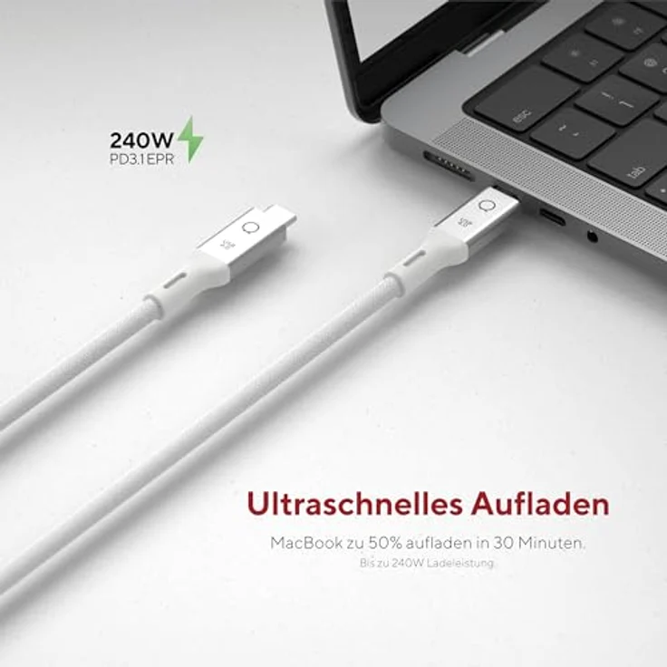 LINQ Connects USB4 PRO USB-C Kabel, 1,0m, 40Gbps, 8K/60Hz, 240W Schnellladen, mattgrau – Bild 3