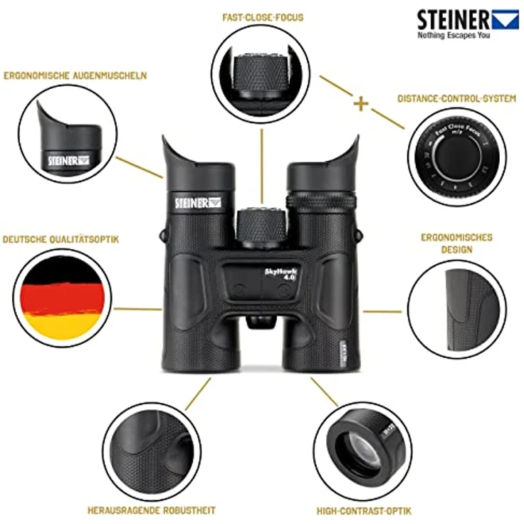 STEINER Fernglas Skyhawk 4.0 10x32 - Deutsche Qualitätsoptik, scharfe Details, robust, ergonomisch, perfekt für Natur,- Tier- und Vogelbeobachtungen – Bild 3