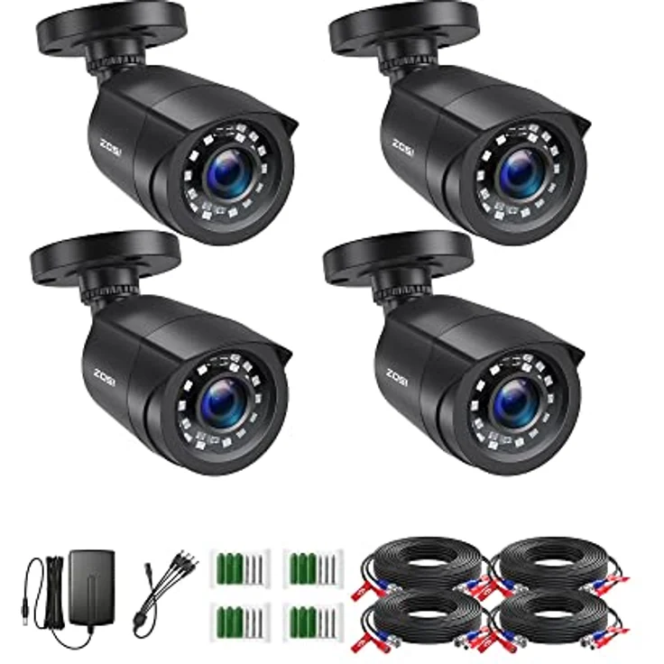 ZOSI 4X CCTV 1080p HD Außen Überwachungskamera Bullet Kamera Set, 1080P TVI Ausgang, wetterfestes Gehäuse, Nachtsicht bis zu 20M – Bild 1