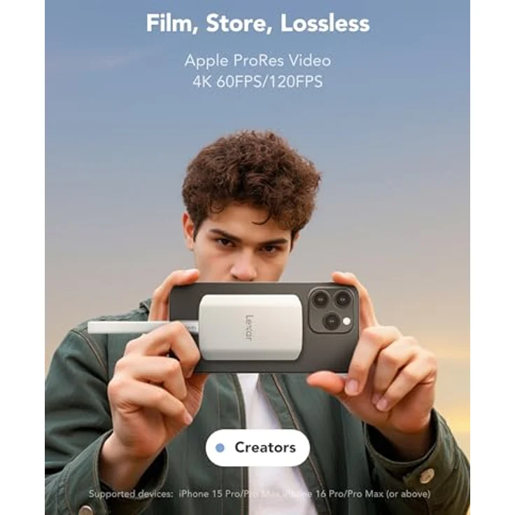 Lexar ES5 Tragbare SSD 2TB, USB 3.2 Gen2x2 mit 2.000 MB/s, IP65, MagSafe Kompatibel, Flüssige Silikonhülle – Bild 2