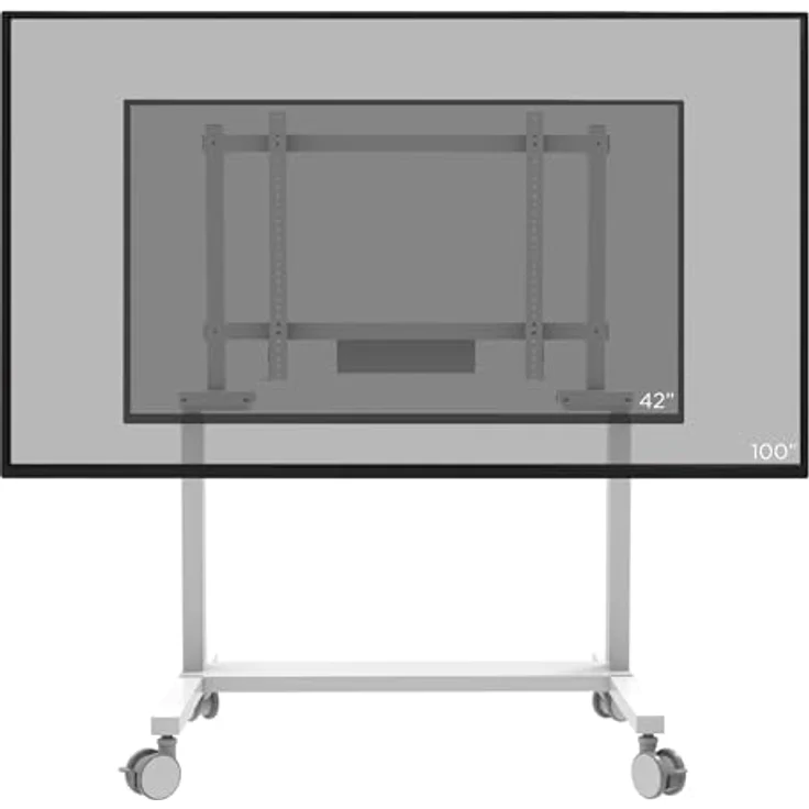 celexon Display Rollwagen Pro Adjust-42100MW - Elektrische Höhenverstellung - für 42" - 100" - Traglast bis 120kg - weiß – Bild 1