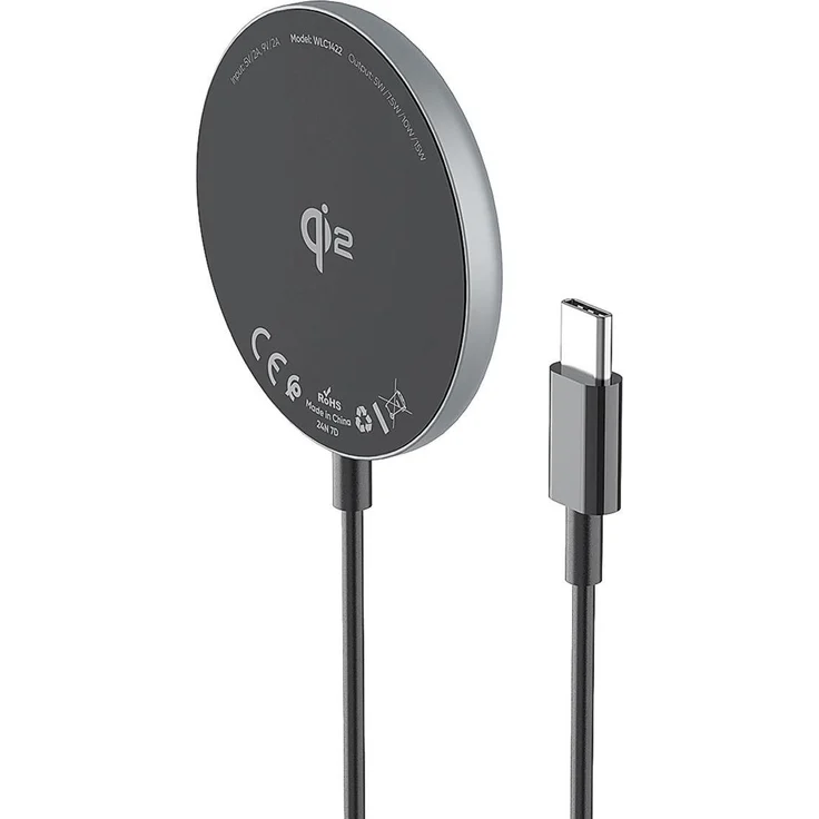 Wozinsky 15W Qi2 Kabelloses Magnetisches Induktives Ladegerät, Schwarz mit Sicherheitsfunktionen gegen Überladung und Überhitzung
