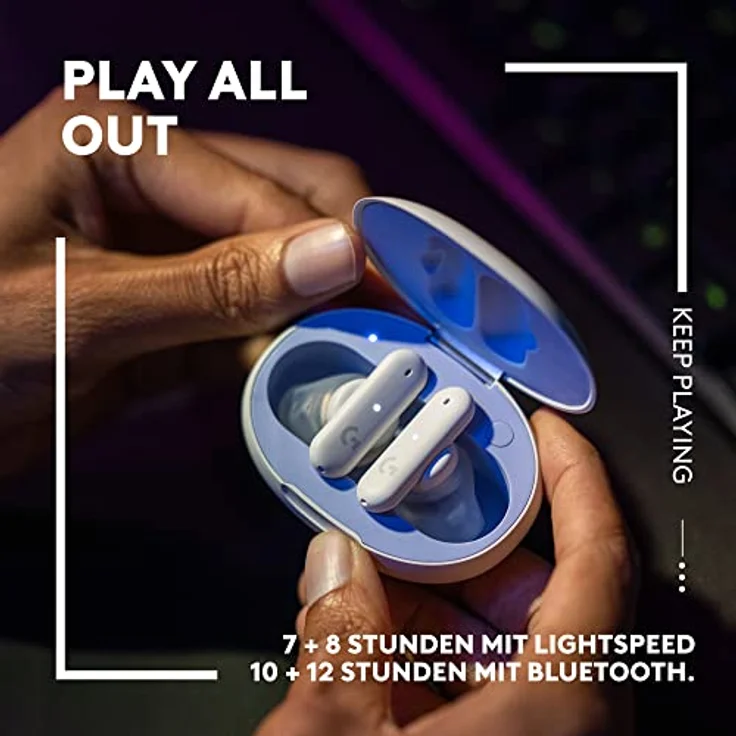 Logitech G FITS True Wireless Gaming Earbuds, individuell zugeschnittene Passform, LIGHTSPEED + Bluetooth, vier Beamforming-Mikrofone, PC, Mac, PS5, PS4, Mobile, Nintendo Switch - Weiß – Bild 4