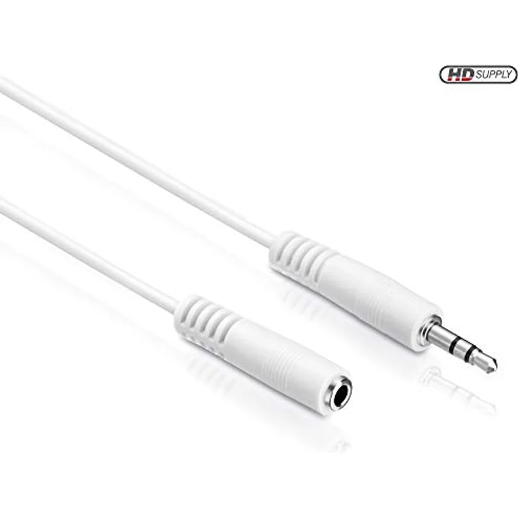 HDSupply AC016-020 Audio Stereo Verlängerungskabel 3,5mm Stecker auf 3,5mm Buchse, Ultra Slim Design, 2,00m, weiß – Bild 4